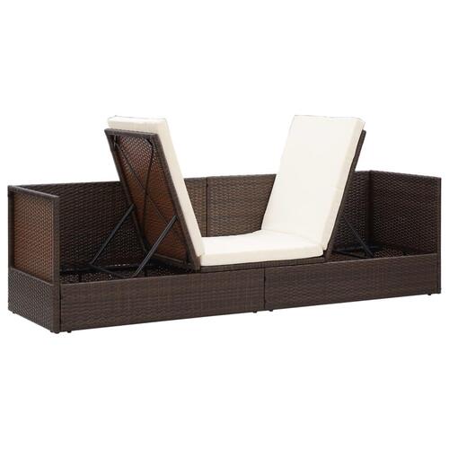 Haveseng med hynde og puder polyrattan brun