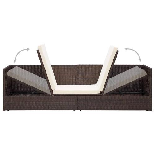 Haveseng med hynde og puder polyrattan brun