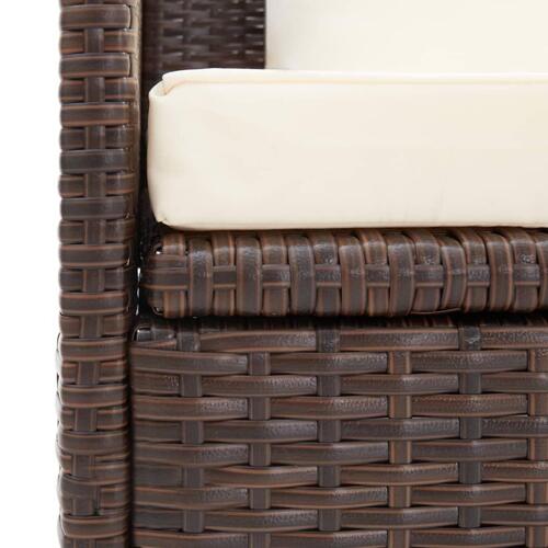 Haveseng med hynde og puder polyrattan brun