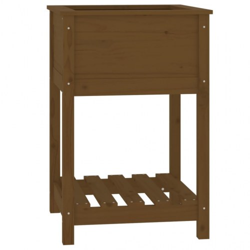 Plantekasse med hylde 54 x 54 x 81 cm - gyldenbrun