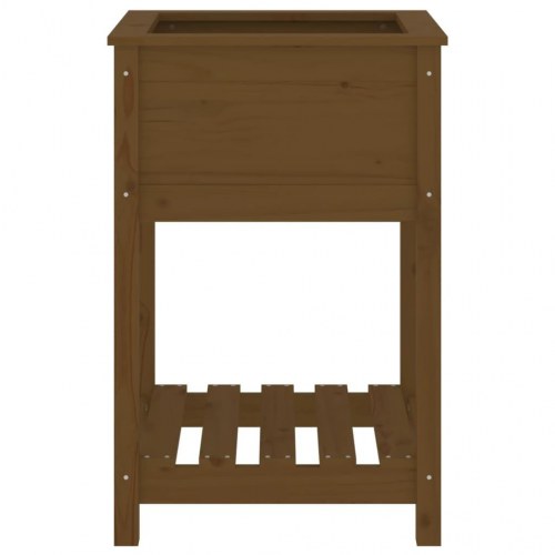 Plantekasse med hylde 54 x 54 x 81 cm - gyldenbrun