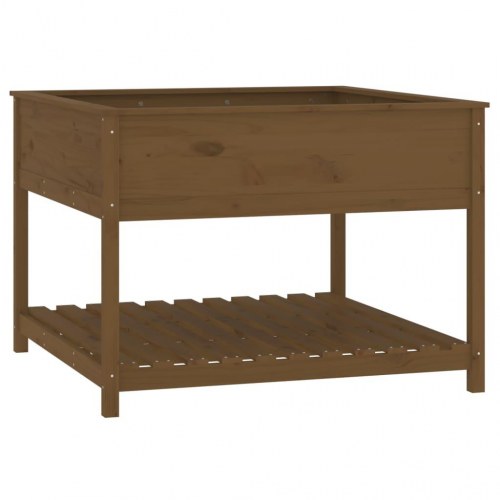 Plantekasse med hylde 111,5 x 111,5 x 81 cm i massivt fyrretræ