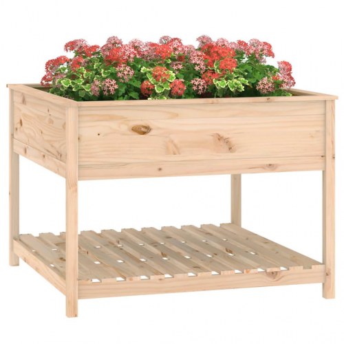 Plantekasse med hylde i massivt fyrretræ - 111,5 x 111,5 x 81 cm