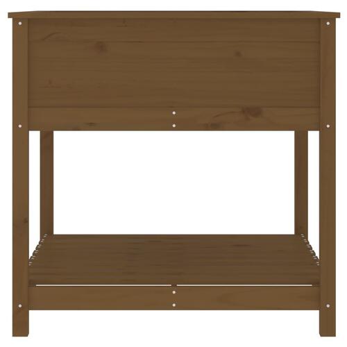 Plantekasse med hylde82,5x82,5x81cm massivt fyrretræ gyldenbrun