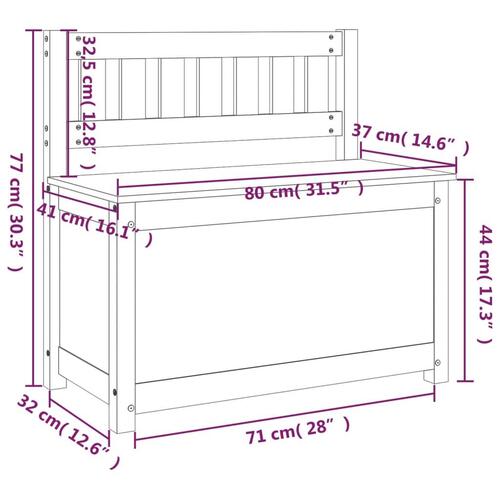 Bænk 80x41x77 cm massivt fyrretræ