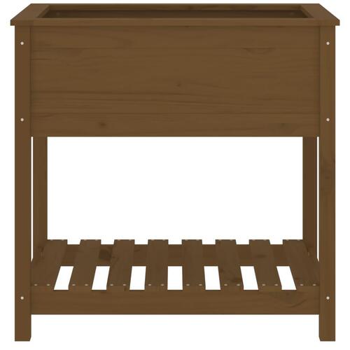 Plantekasse med hylde 82,5x54x81 cm massivt fyrretræ gyldenbrun