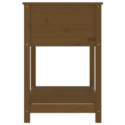 Plantekasse med hylde 82,5x54x81 cm massivt fyrretræ gyldenbrun