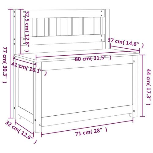 Bænk 80x41x77 cm massivt fyrretræ hvid