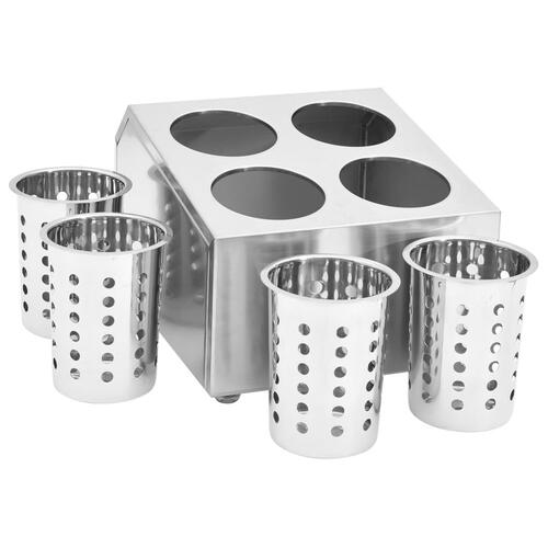 Bestikholder 4 rum firkantet rustfrit stål