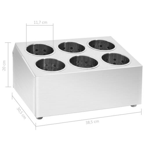 Bestikholder 6 rum firkantet rustfrit stål