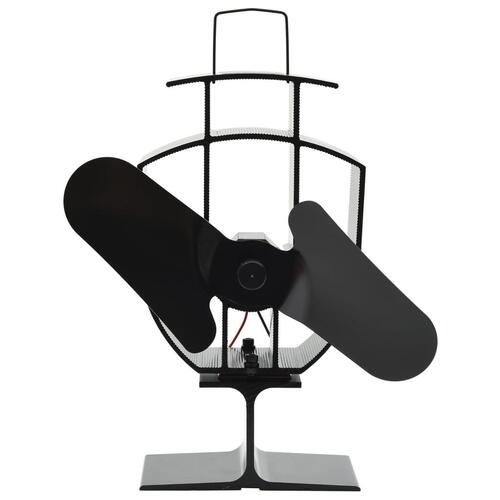 Varmedrevet ovnventilator 2 blade sort