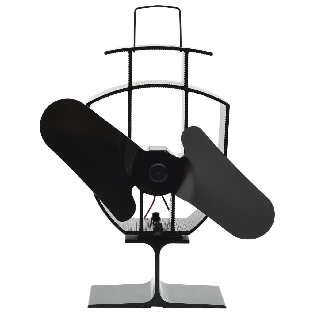 Varmedrevet ovnventilator 2 blade sort