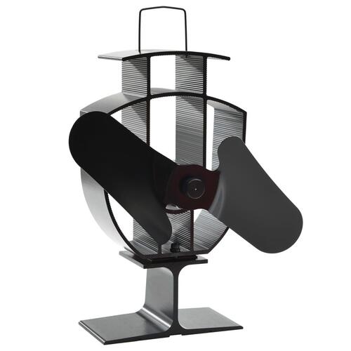 Varmedrevet ovnventilator 2 blade sort