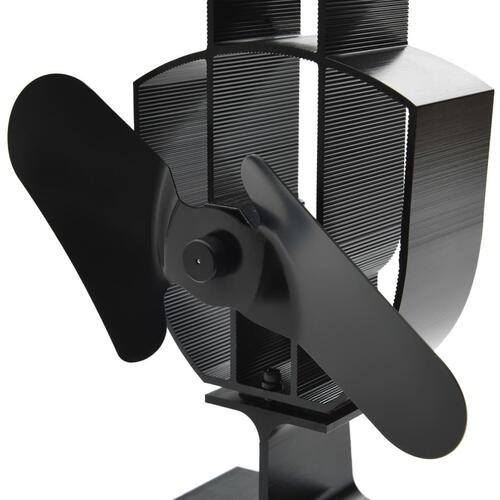 Varmedrevet ovnventilator 2 blade sort