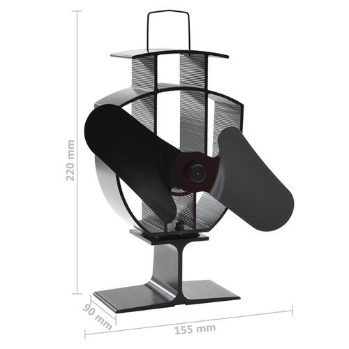 Varmedrevet ovnventilator 2 blade sort