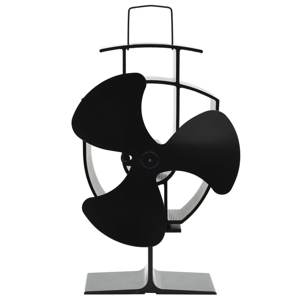 Varmedrevet ovnventilator 3 blade sort