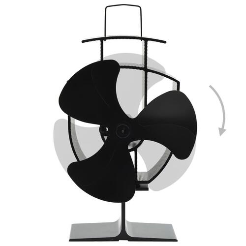 Varmedrevet ovnventilator 3 blade sort
