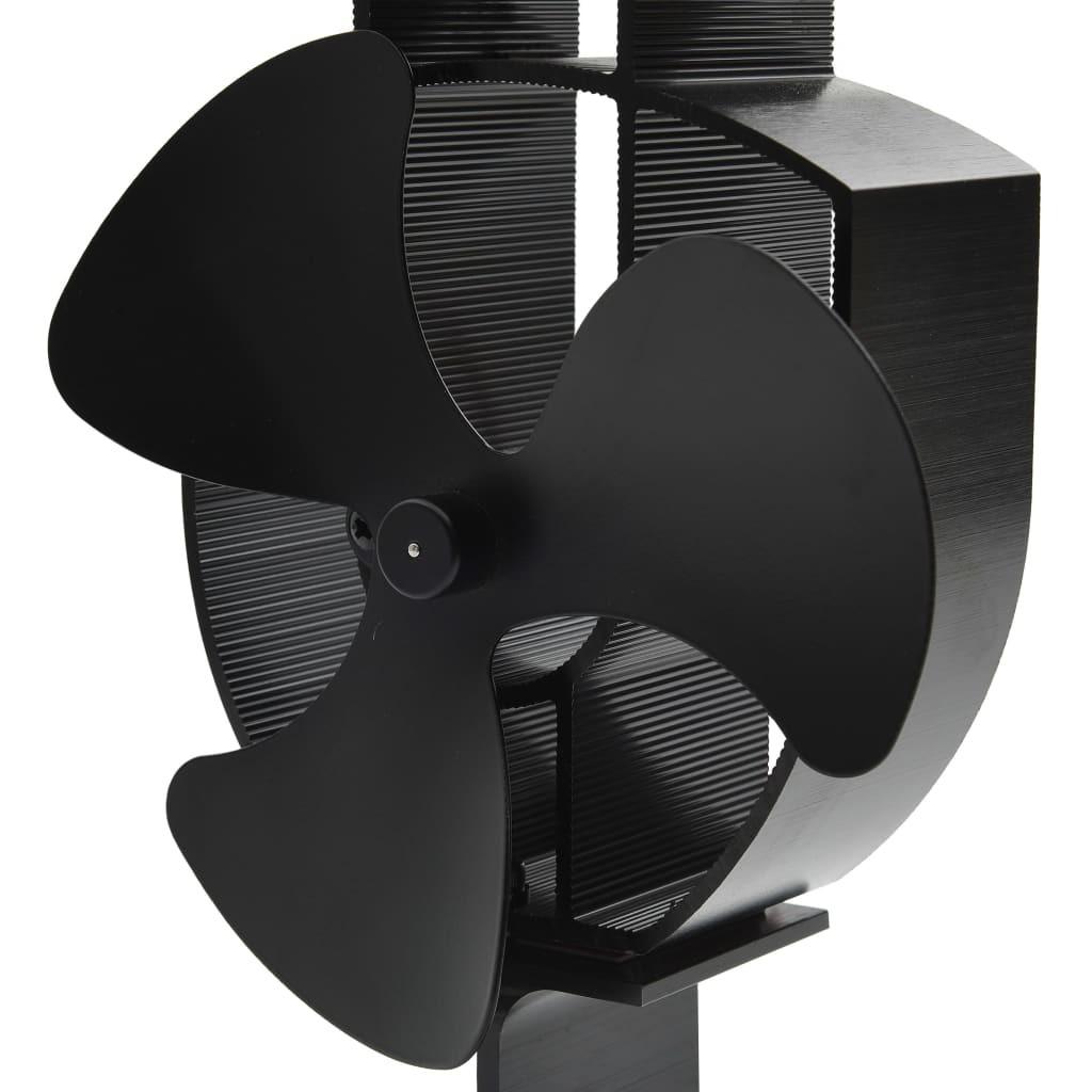 Varmedrevet ovnventilator 3 blade sort