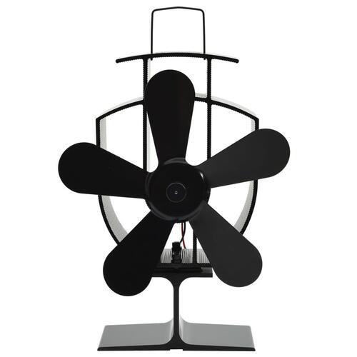 Varmedrevet ovnventilator 5 blade sort