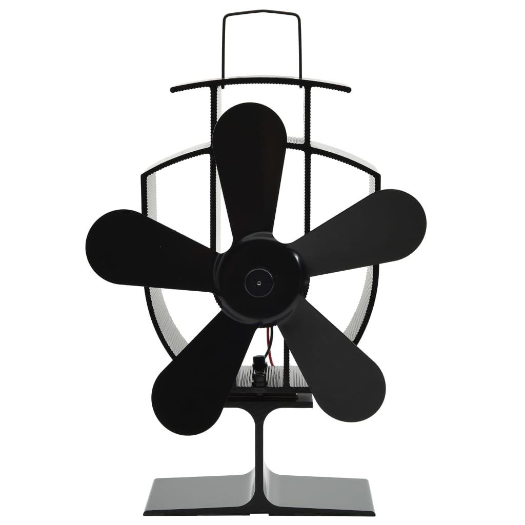Varmedrevet ovnventilator 5 blade sort
