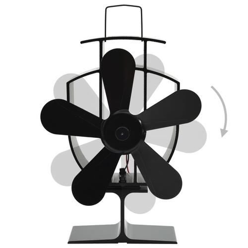 Varmedrevet ovnventilator 5 blade sort