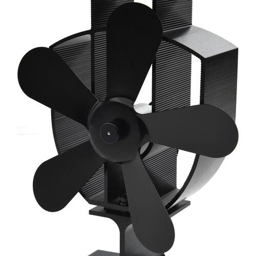 Varmedrevet ovnventilator 5 blade sort