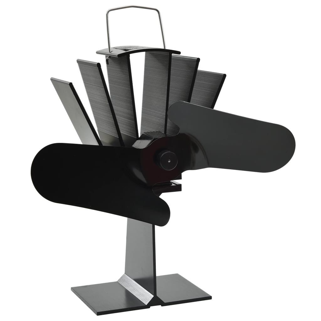 Varmedrevet ovnventilator 2 blade sort