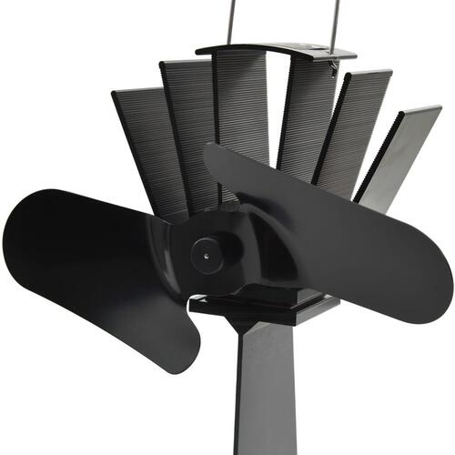 Varmedrevet ovnventilator 2 blade sort