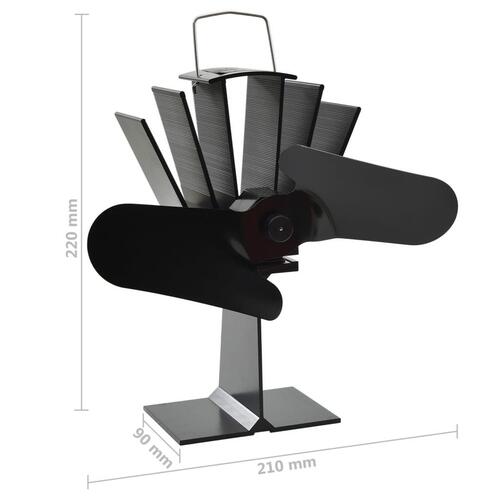 Varmedrevet ovnventilator 2 blade sort