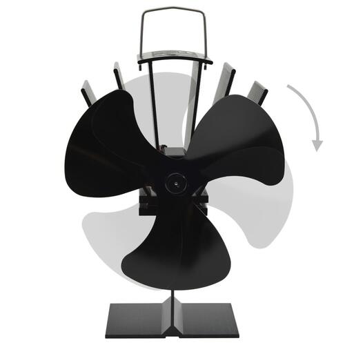 Varmedrevet ovnventilator 3 blade sort