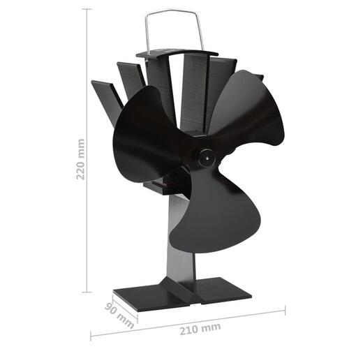 Varmedrevet ovnventilator 3 blade sort