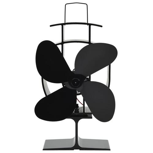 Varmedrevet ovnventilator 4 blade sort