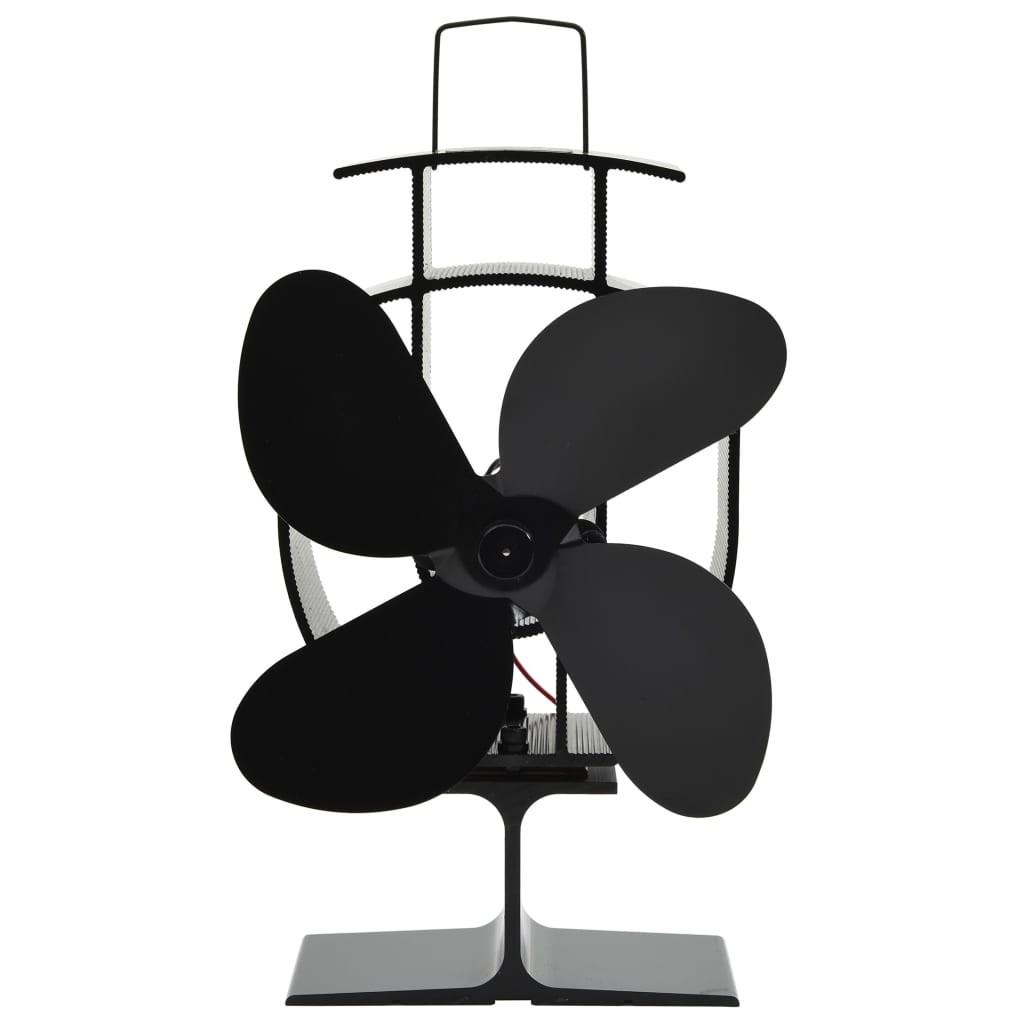 Varmedrevet ovnventilator 4 blade sort