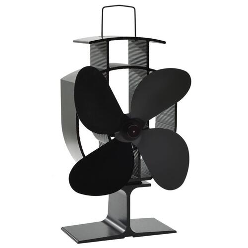 Varmedrevet ovnventilator 4 blade sort