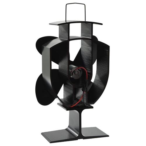 Varmedrevet ovnventilator 4 blade sort