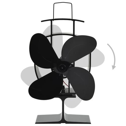 Varmedrevet ovnventilator 4 blade sort