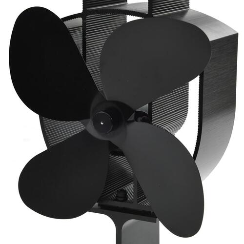 Varmedrevet ovnventilator 4 blade sort