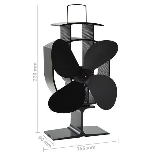 Varmedrevet ovnventilator 4 blade sort