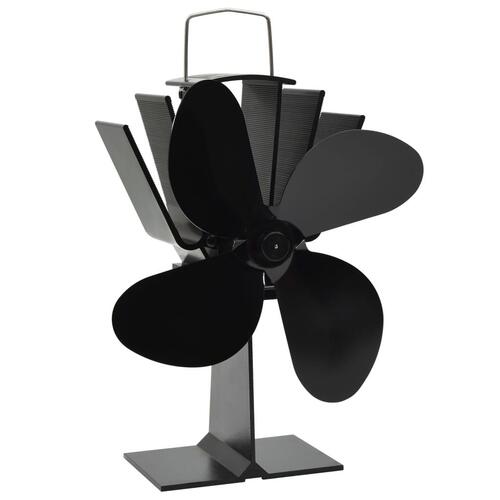 Varmedrevet ovnventilator 4 blade sort