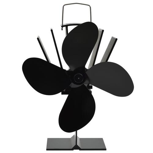 Varmedrevet ovnventilator 4 blade sort