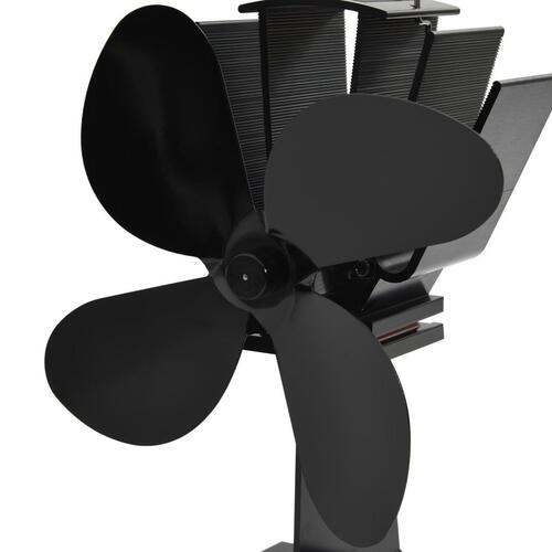 Varmedrevet ovnventilator 4 blade sort