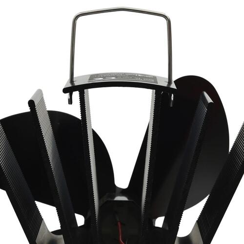 Varmedrevet ovnventilator 4 blade sort
