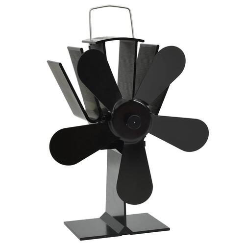 Varmedrevet ovnventilator 5 blade sort