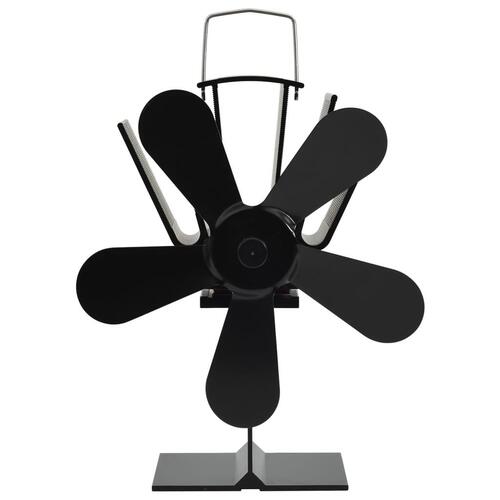 Varmedrevet ovnventilator 5 blade sort