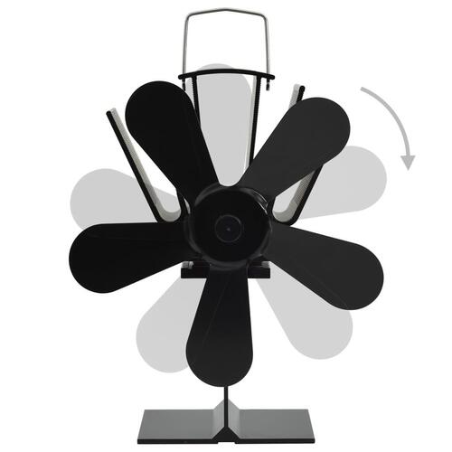 Varmedrevet ovnventilator 5 blade sort