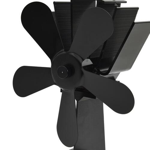 Varmedrevet ovnventilator 5 blade sort