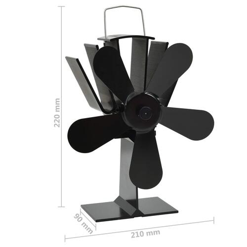 Varmedrevet ovnventilator 5 blade sort