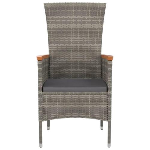 Havestole med hynder 2 stk. polyrattan grå
