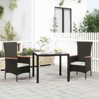 Havestole med hynder 2 stk. polyrattan sort