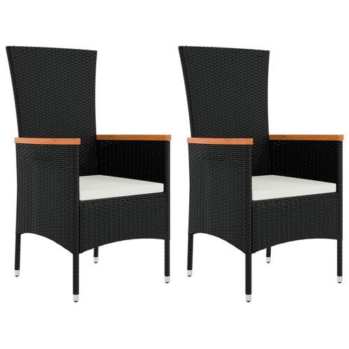 Havestole med hynder 2 stk. polyrattan sort